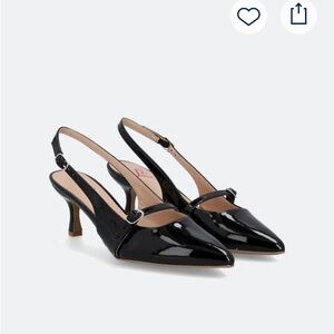 Elegant Black Patent Leather Slingback Heels